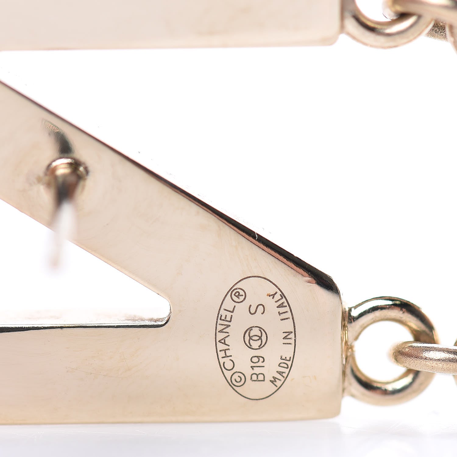 Chanel Metal Cha-Nel Logo Drop Earrings Gold 4 of 5