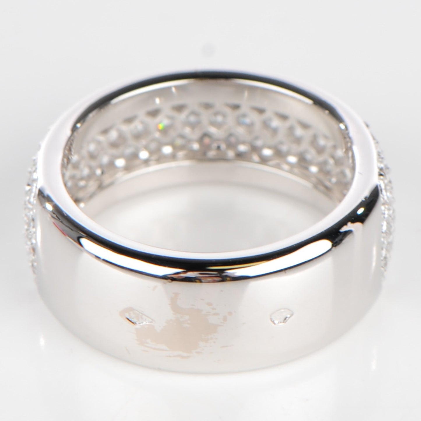 18K White Gold Diamond 5 Row Half Paved Band Ring 56 7.5