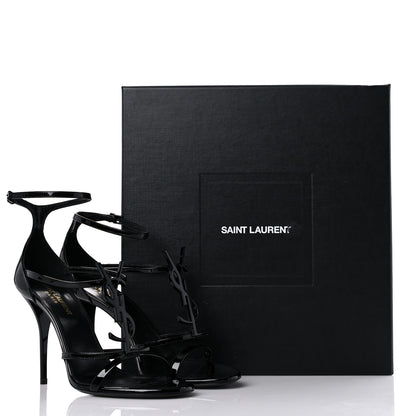 Saint Laurent Patent Cassandra 100 Ankle Strap Sandals 38.5 Black 11 of 11
