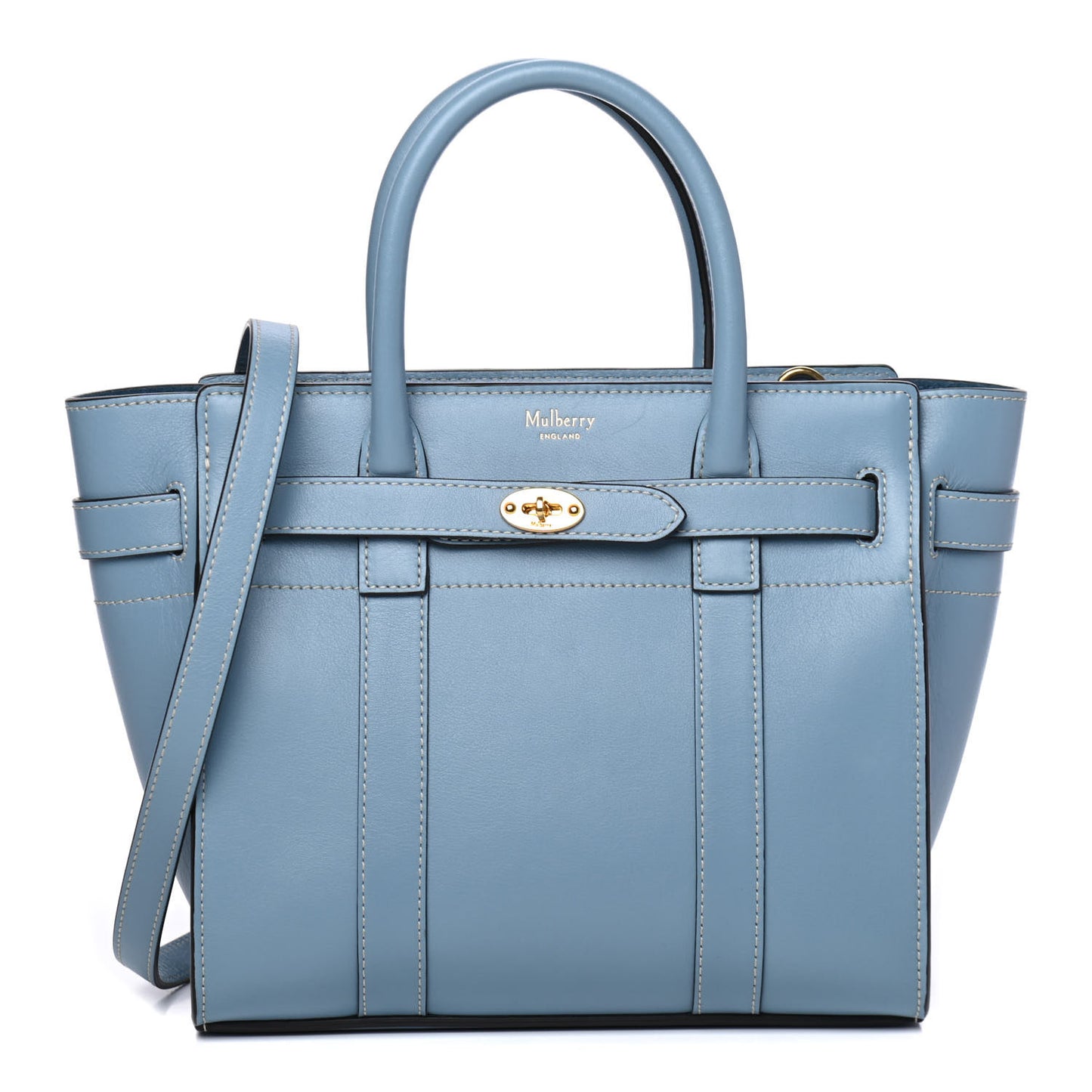 Silky Calfskin Small Bayswater Zip Tote Nordic Blue