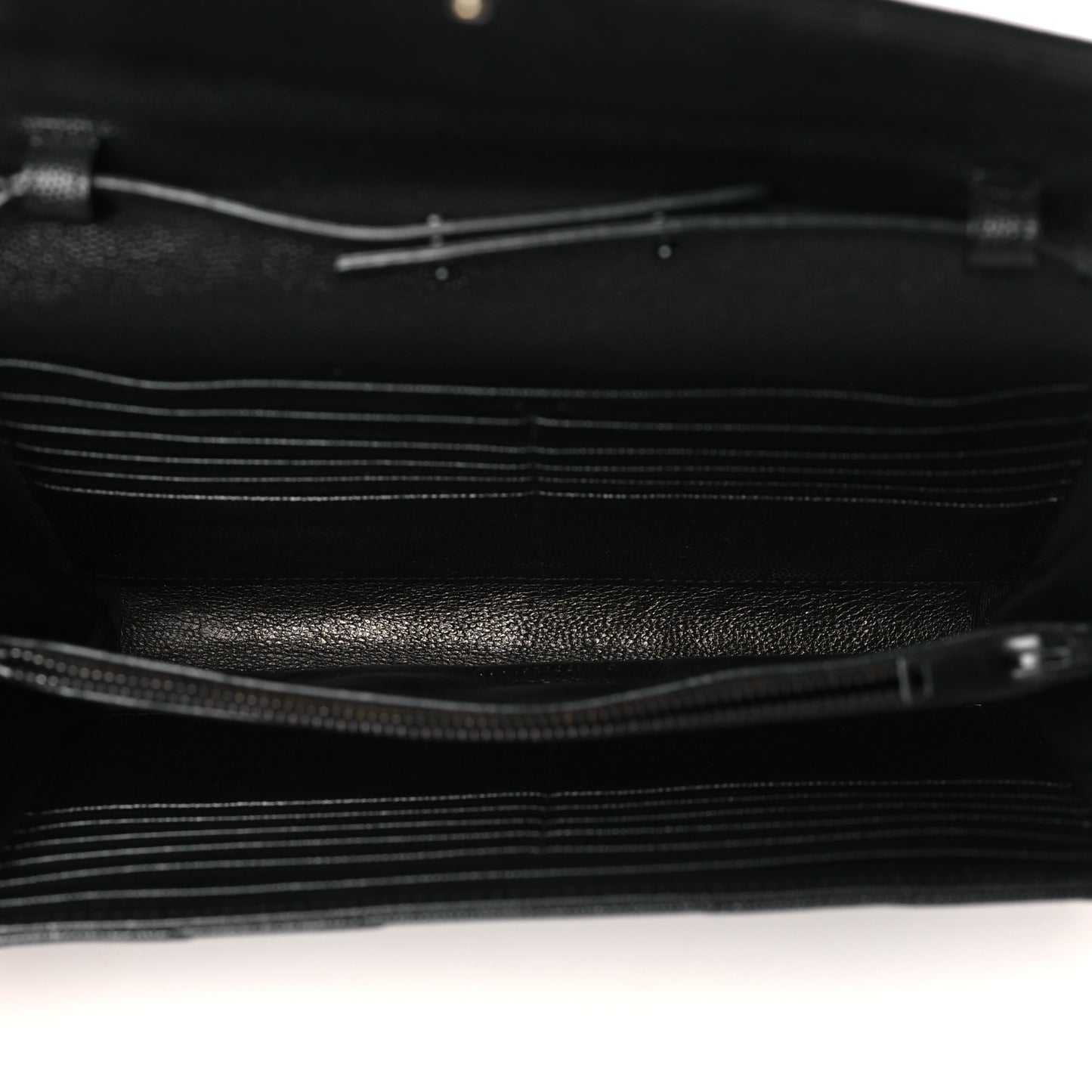 Grain De Poudre Matelasse Chevron Monogram Monochrome Chain Wallet Black