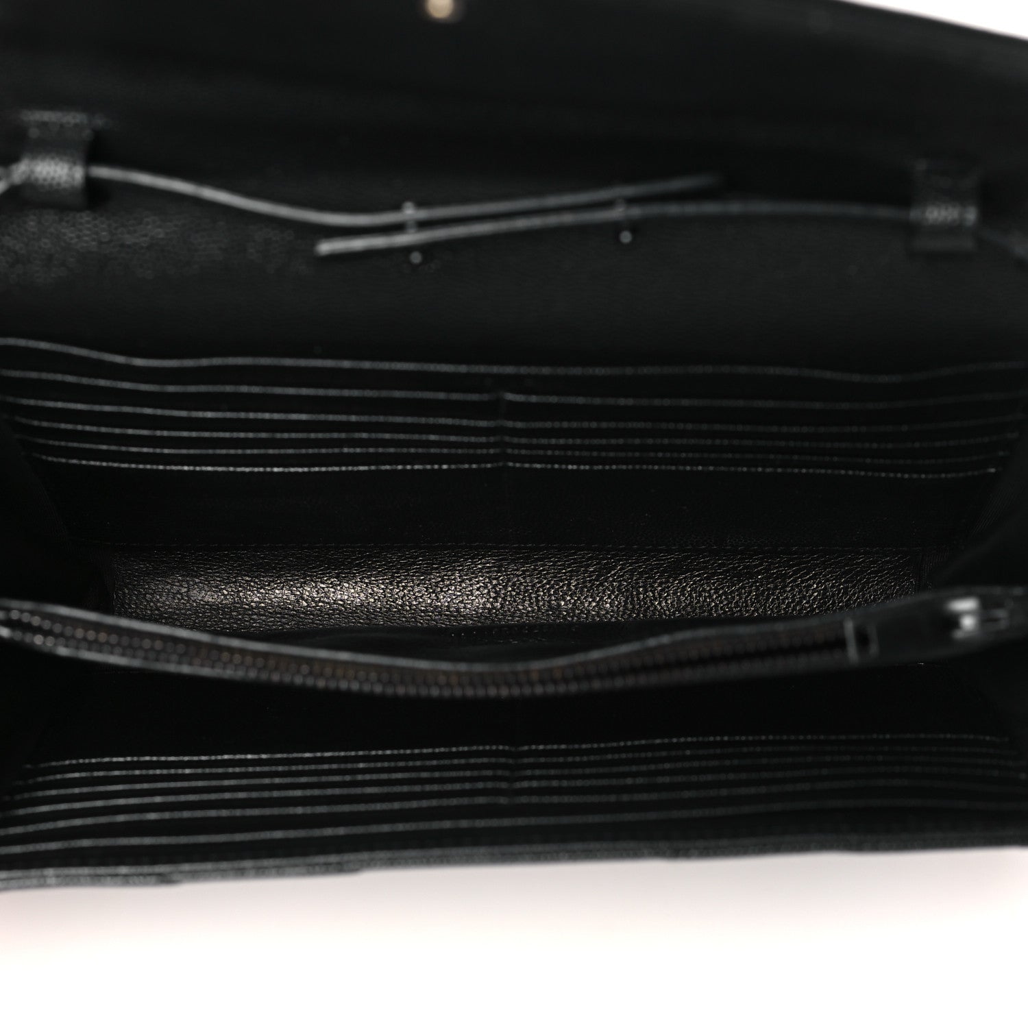 Saint Laurent Grain De Poudre Matelasse Chevron Monogram Monochrome Chain Wallet Black 5 of 10