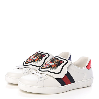 Gucci Calfskin Ayers Web Angry Cat Embroidered Mens Ace Sneakers 6.5 White 3 of 12