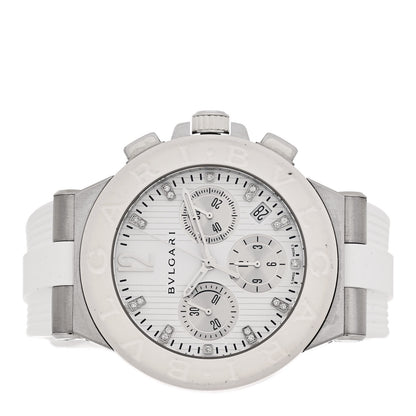 Bulgari Stainless Steel Rubber Diamond 40mm Diagono Chronograph Automatic Watch White 2 of 4