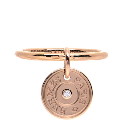 Hermes 18K Rose Gold Diamond Gambade Ring 48 4.5 1 of 7