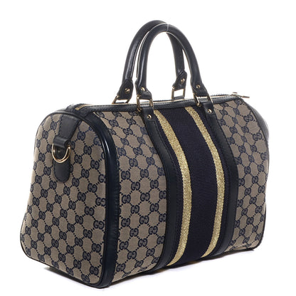 Gucci Monogram Vintage Web Medium Boston Navy 3 of 7