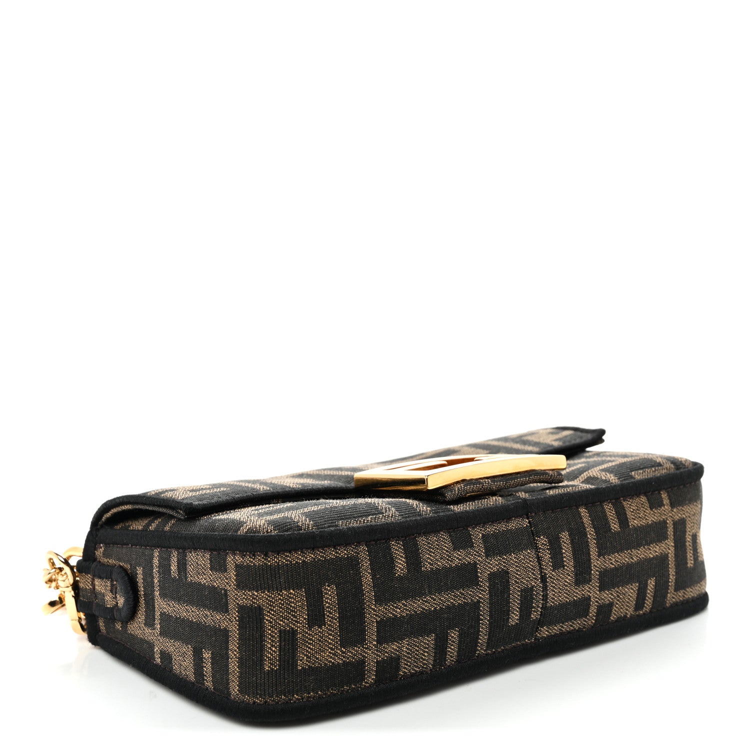 Fendi Fabric Jacquard FF 1974 Mini Baguette Tobacco Moro Black 4 of 11