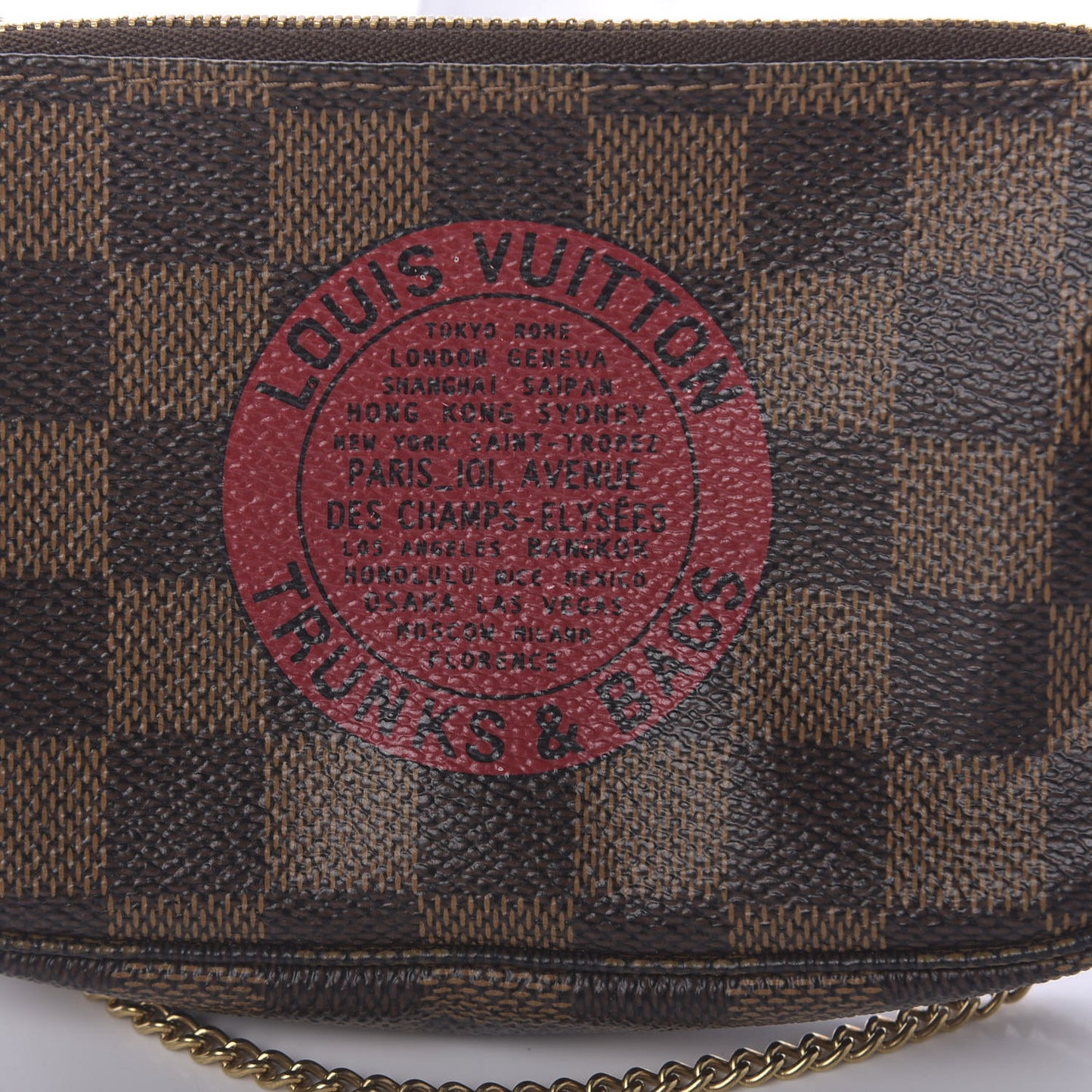 Damier Ebene Complice Trunks and Bags Mini Pochette Accessories Red