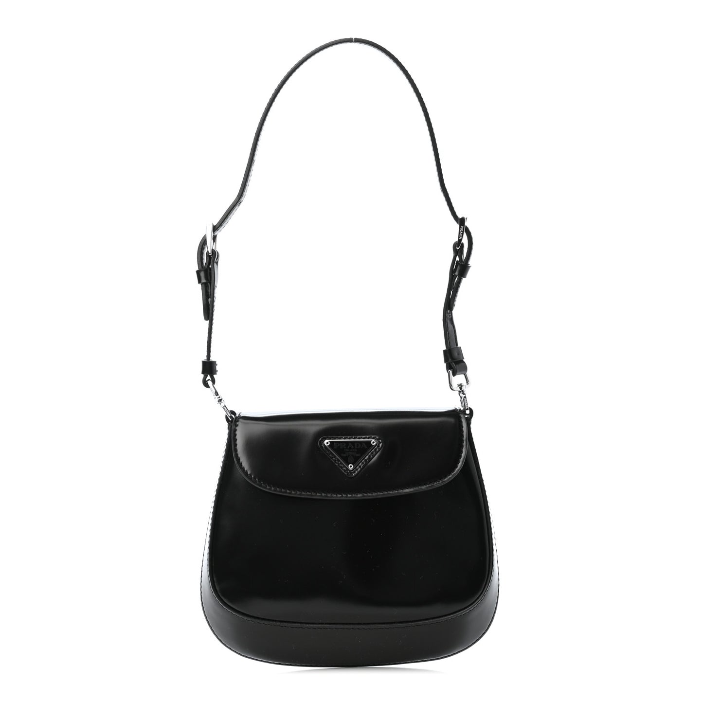 Spazzolato Mini Cleo Flap Adjustable Strap Shoulder Bag Black
