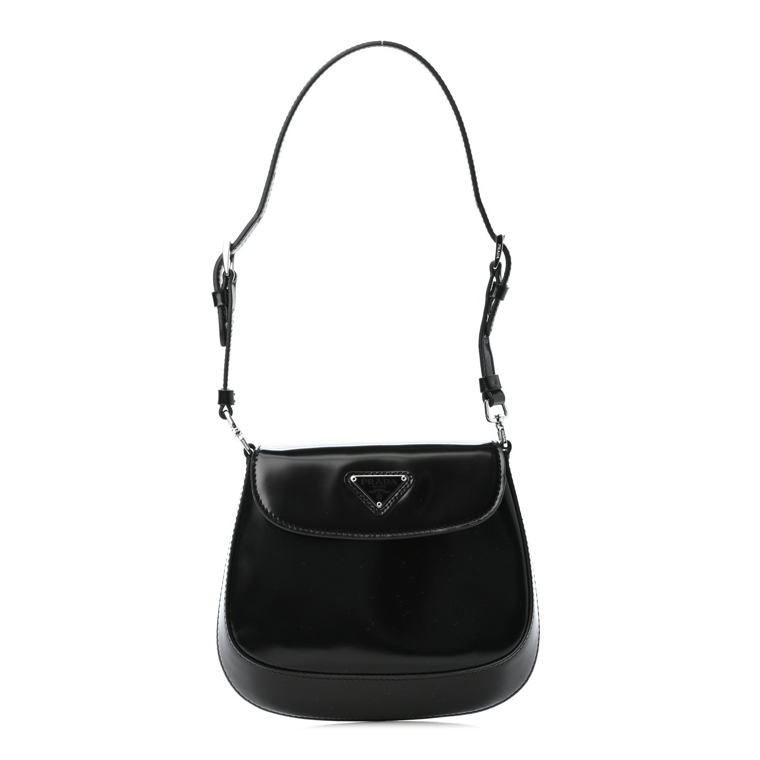 Prada Spazzolato Mini Cleo Flap Adjustable Strap Shoulder Bag Black 1 of 4