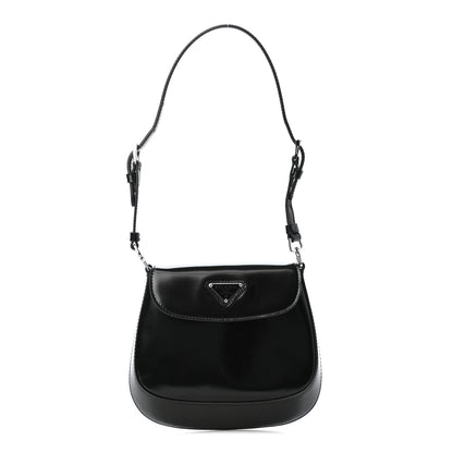 Prada Spazzolato Mini Cleo Flap Adjustable Strap Shoulder Bag Black 1 of 4