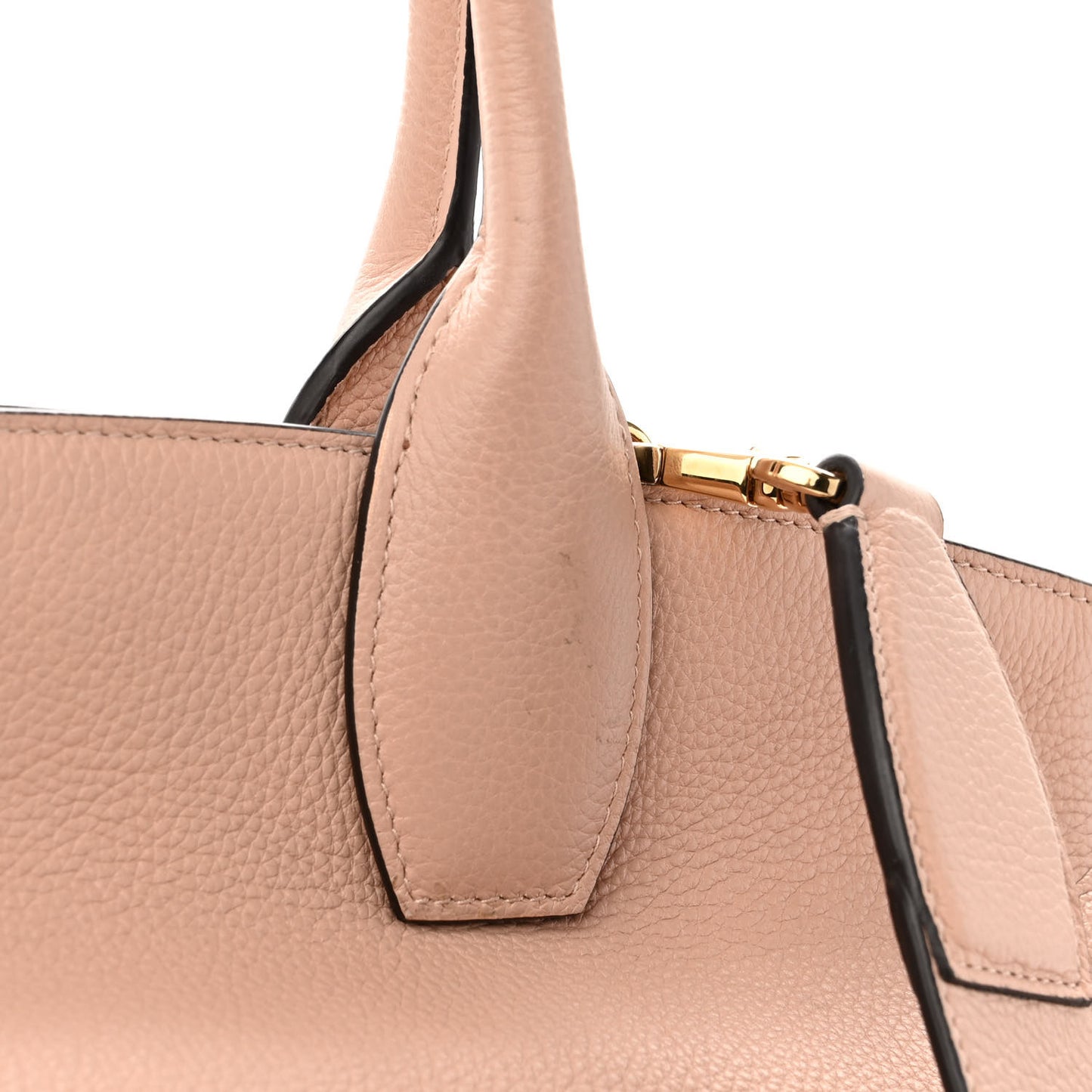 Hammered Calfskin Medium Studio Top Handle Bag Beige