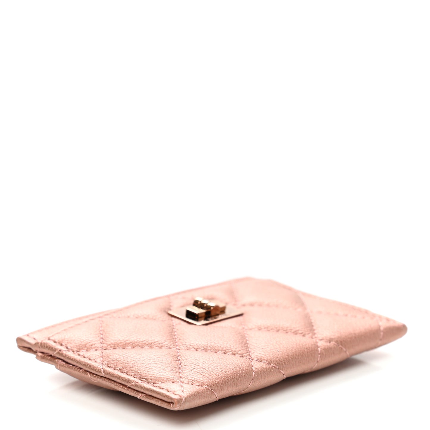 Metallic Caviar Quilted Reissue Card Holder Rose Gold