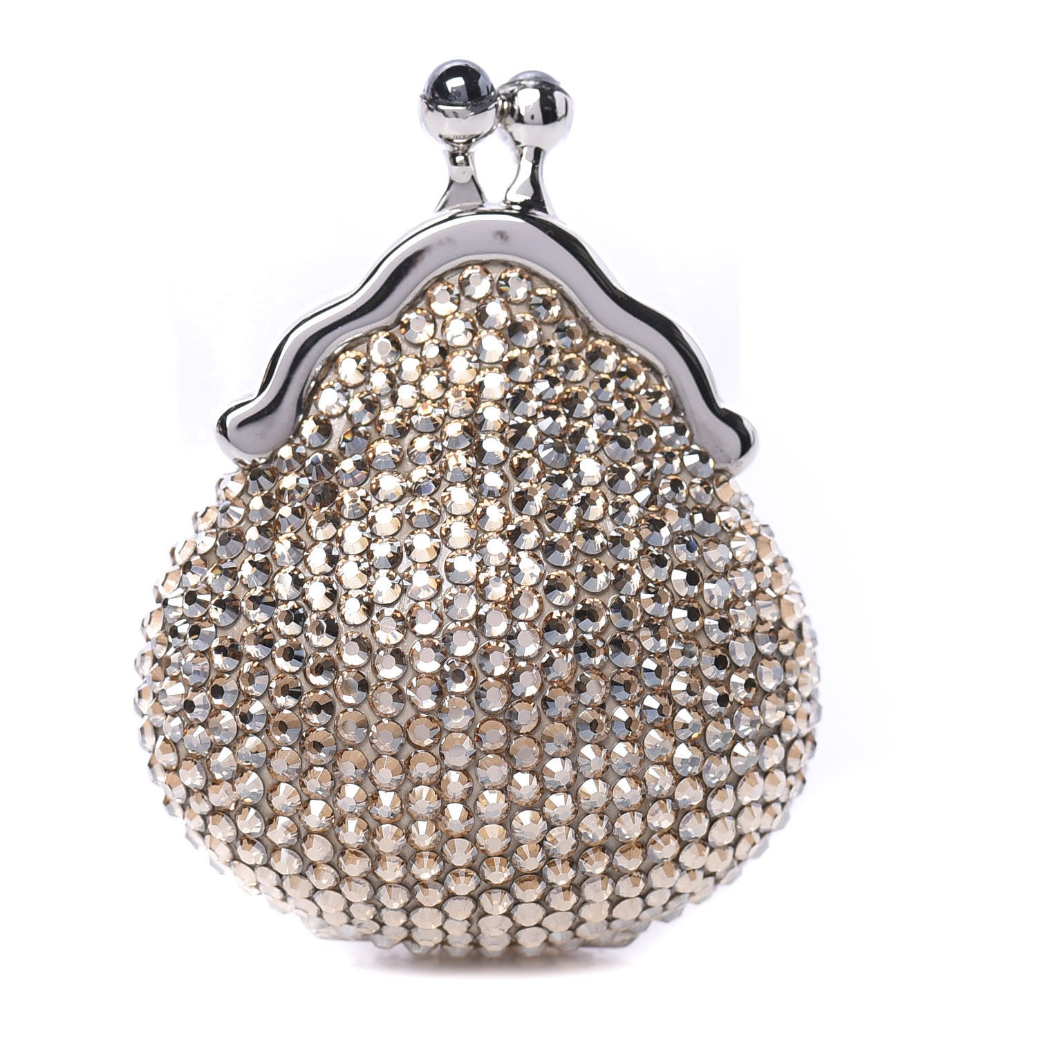 Judith Leiber Crystal Minaudiere Pill Case Silver Gold 1 of 6