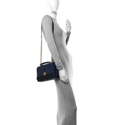 Chanel Grained Calfskin Small Stitched Flap Navy Blue 2 of 10