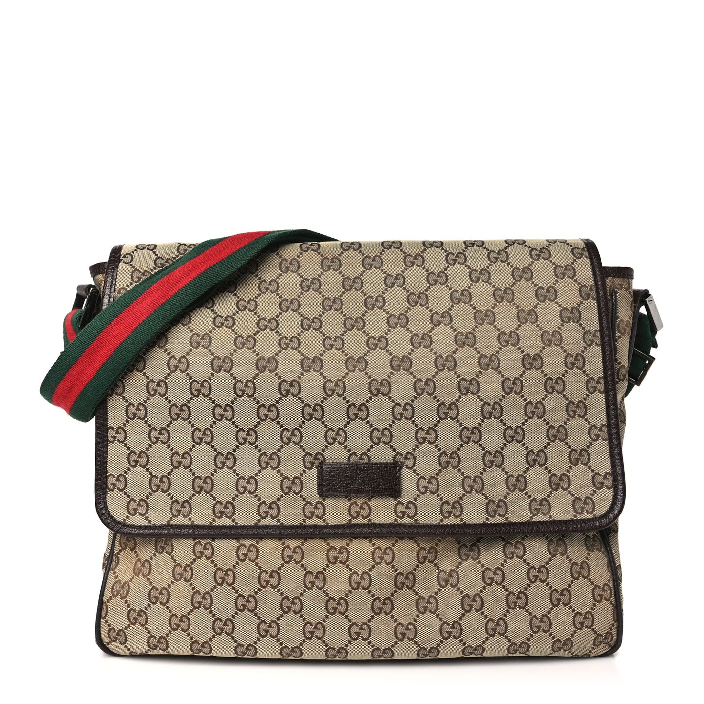 Monogram Web Medium Flap Messenger Beige Dark Brown