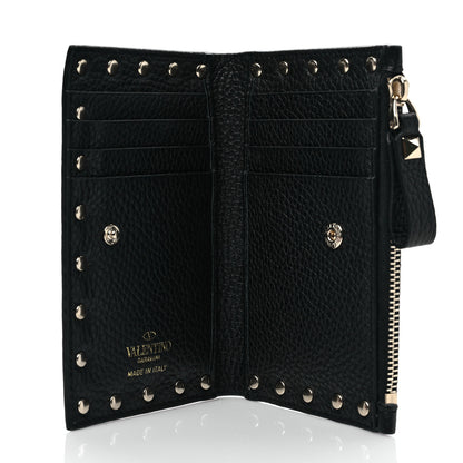 Valentino Garavani Calfskin Rockstud Compact Bi-Fold Wallet Black 5 of 7