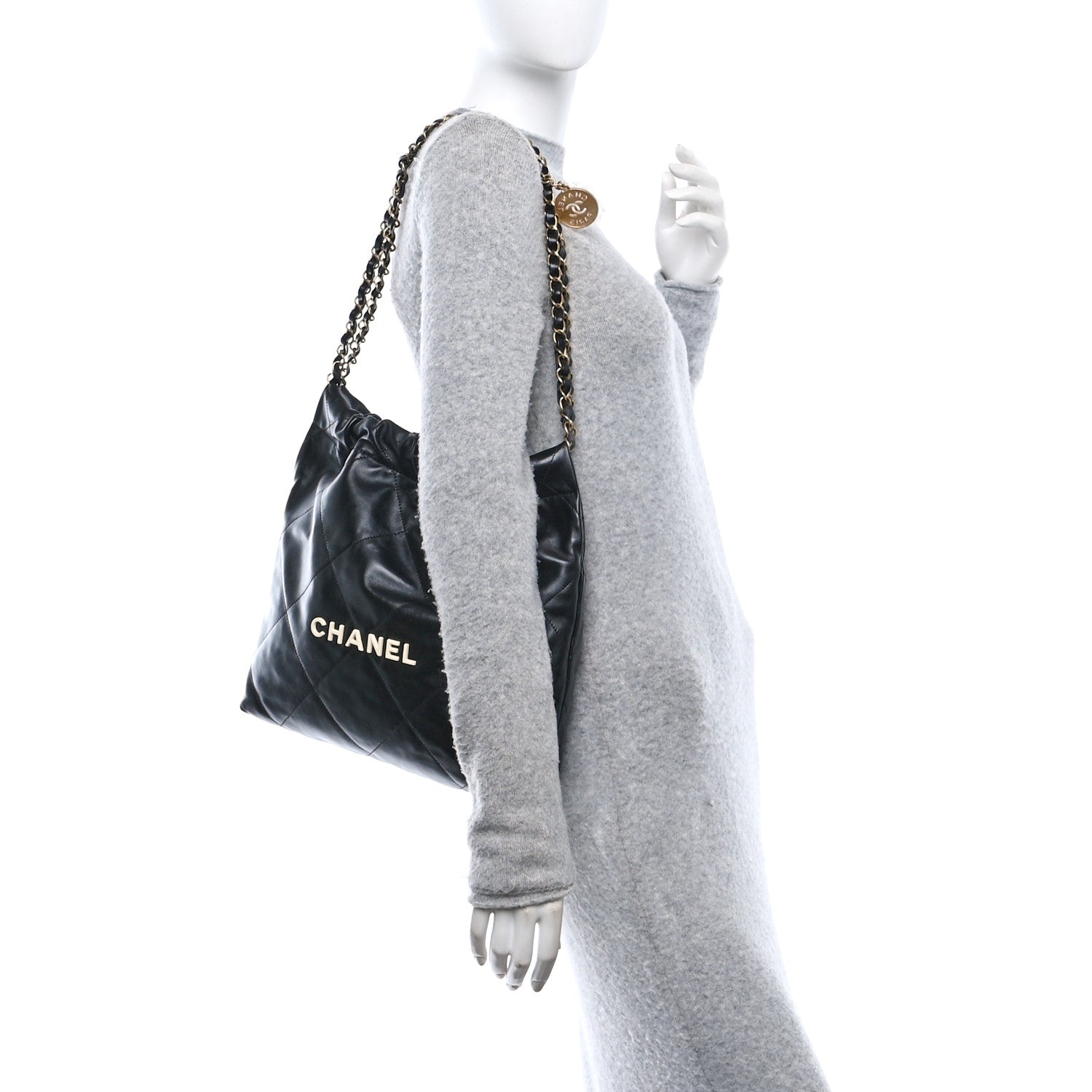 Chanel Shiny Calfskin Quilted Small Chanel 22 Black 2 of 11