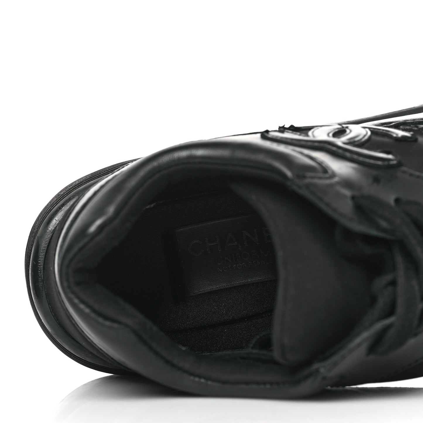 Lambskin Fabric CC Uniform Sneakers 39.5 Black