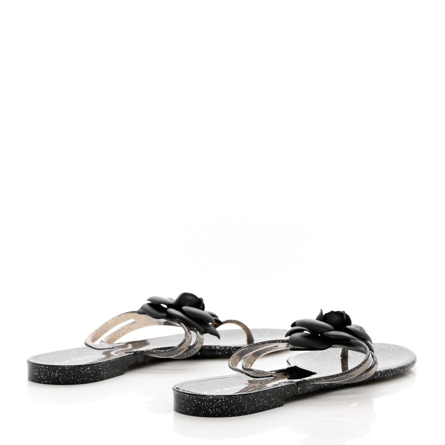 Jelly Quilted Camellia Thong Sandals 41 Black