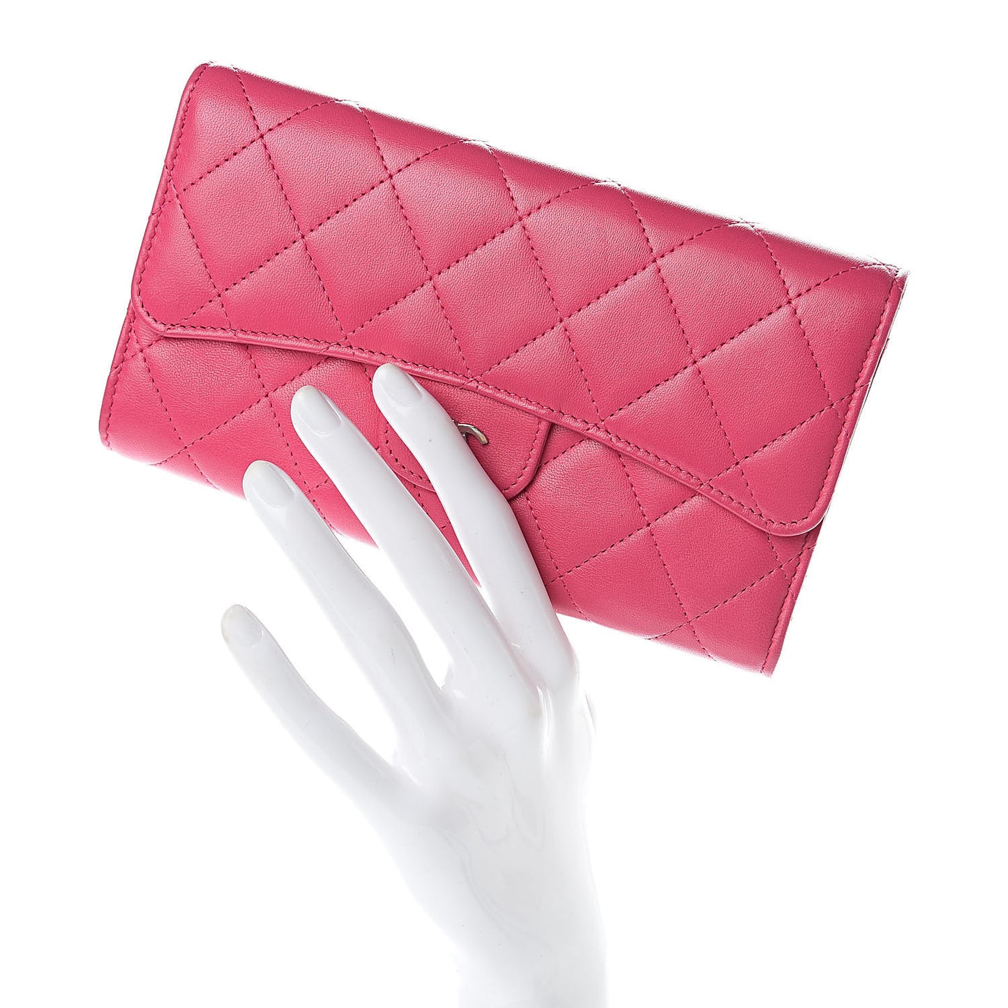 Lambskin Quilted Large Flap Wallet Pink