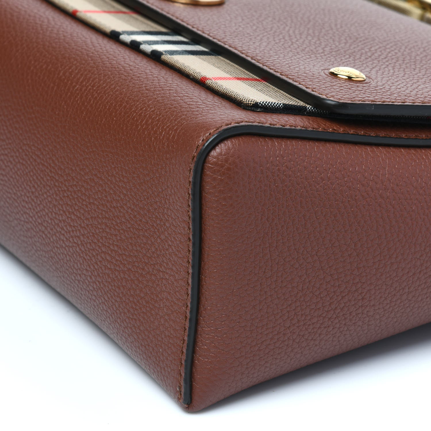 Burberry Calfskin Vintage Check Note Crossbody Bag Tan 8 of 8