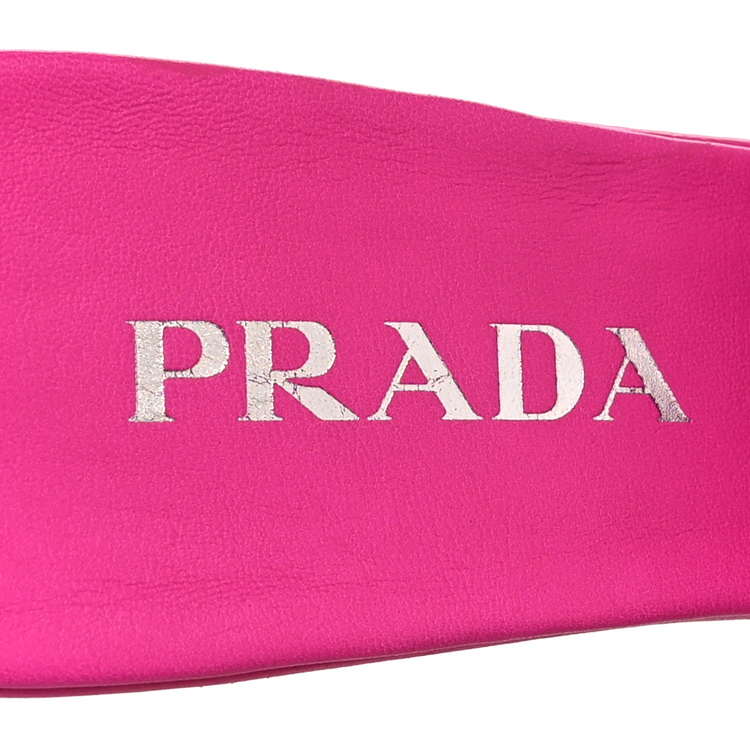 Prada Nappa Soft Padded Metal Triangle Logo 65mm Slide Sandals 38 Begonia Fluo 7 of 8