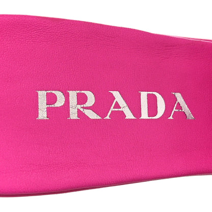Prada Nappa Soft Padded Metal Triangle Logo 65mm Slide Sandals 38 Begonia Fluo 7 of 8