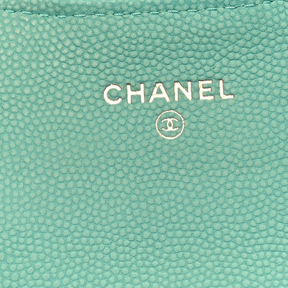 Chanel Caviar Flat Chevron Quilted Flap Card Holder Green 6 of 10