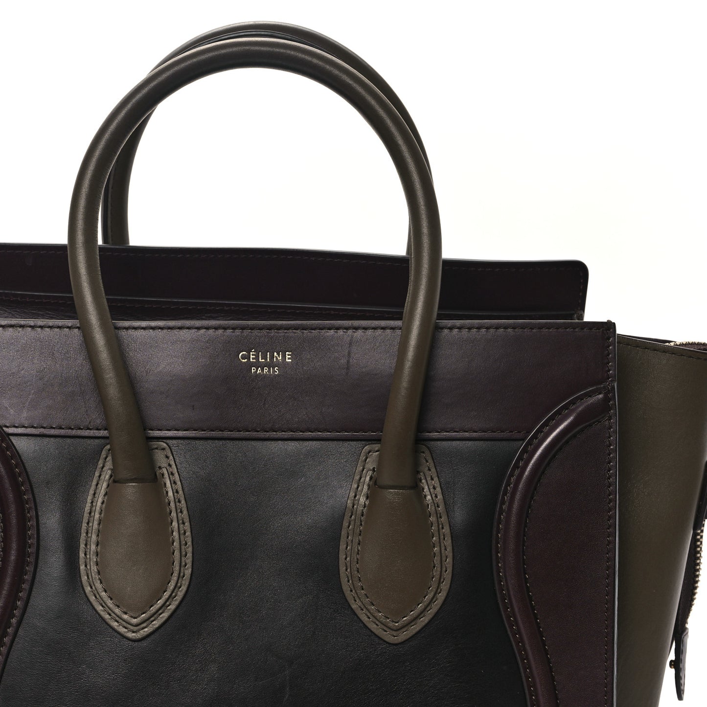 Smooth Calfskin Mini Tri-Color Luggage Black