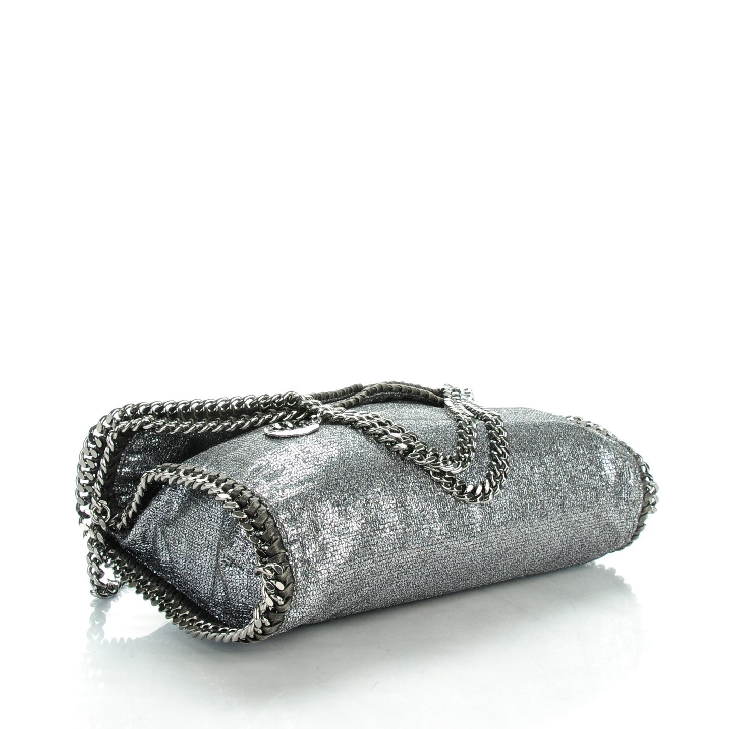 Metallic Glitter Falabella Fold Over Tote Silver
