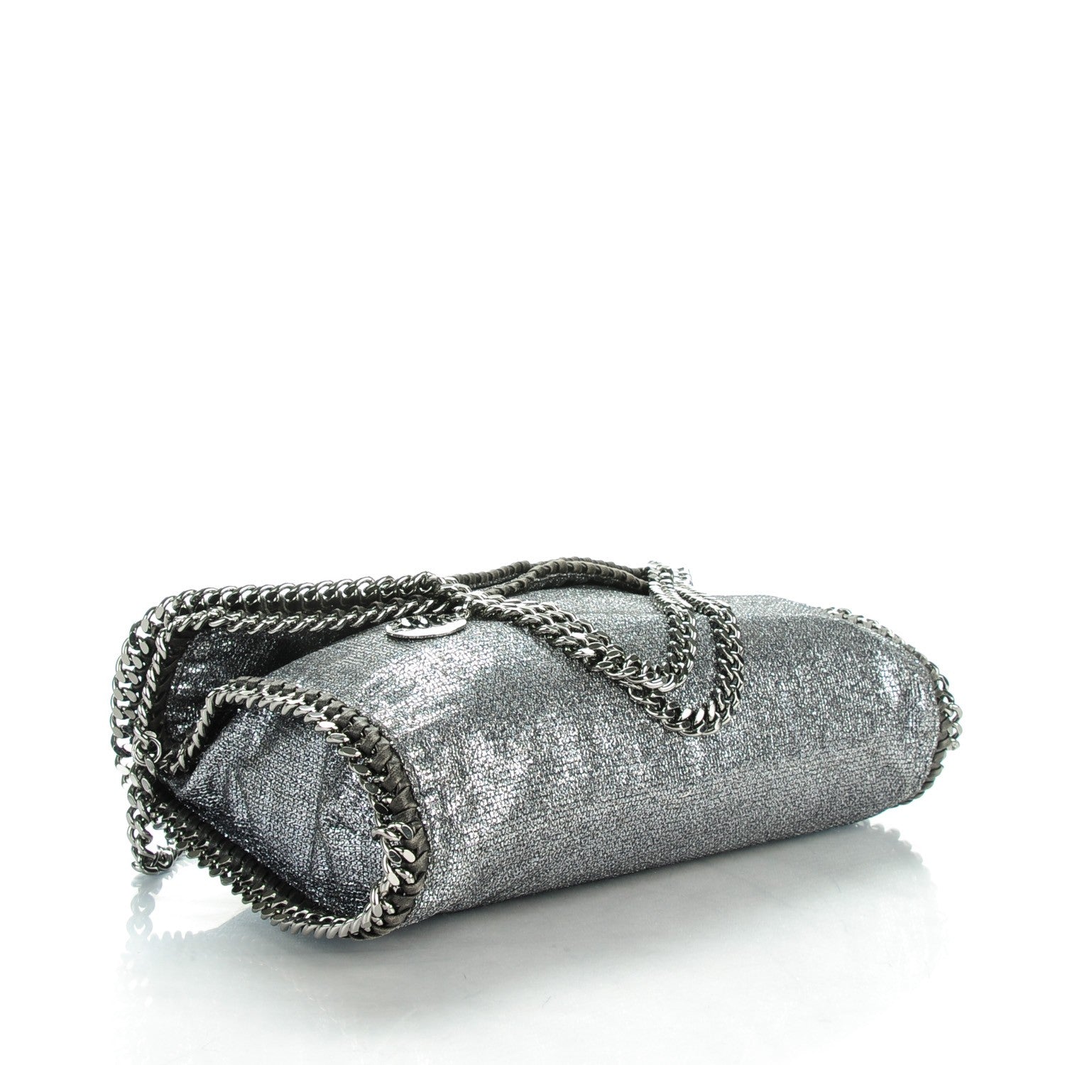 Stella McCartney Metallic Glitter Falabella Fold Over Tote Silver 4 of 9