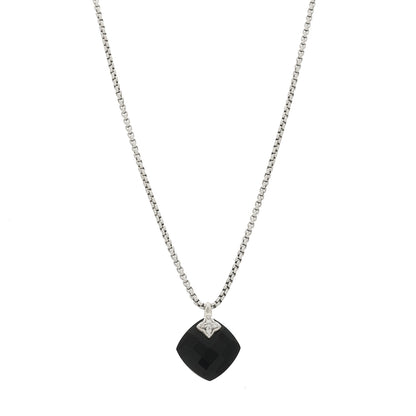 David Yurman Sterling Silver Diamond Black Onyx Capri Pendant Necklace 1 of 5
