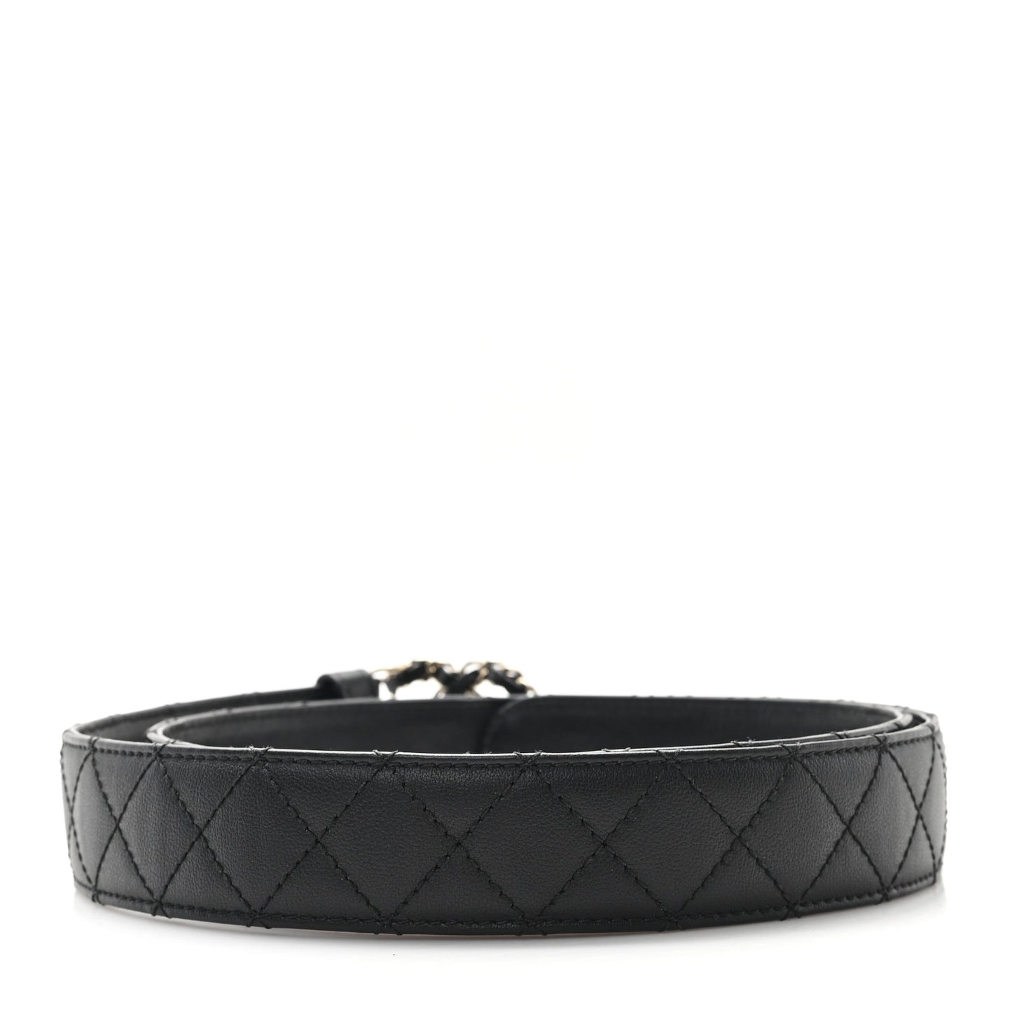 Calfskin Quilted CC Chain Belt 95 38 Black