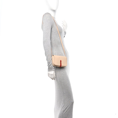 Celine Grained Shiny Calfskin Strap Clutch Light Taupe Red 2 of 10
