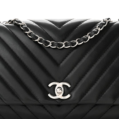 Chanel Lambskin Surpique Chevron Medium Single Flap Black 8 of 10