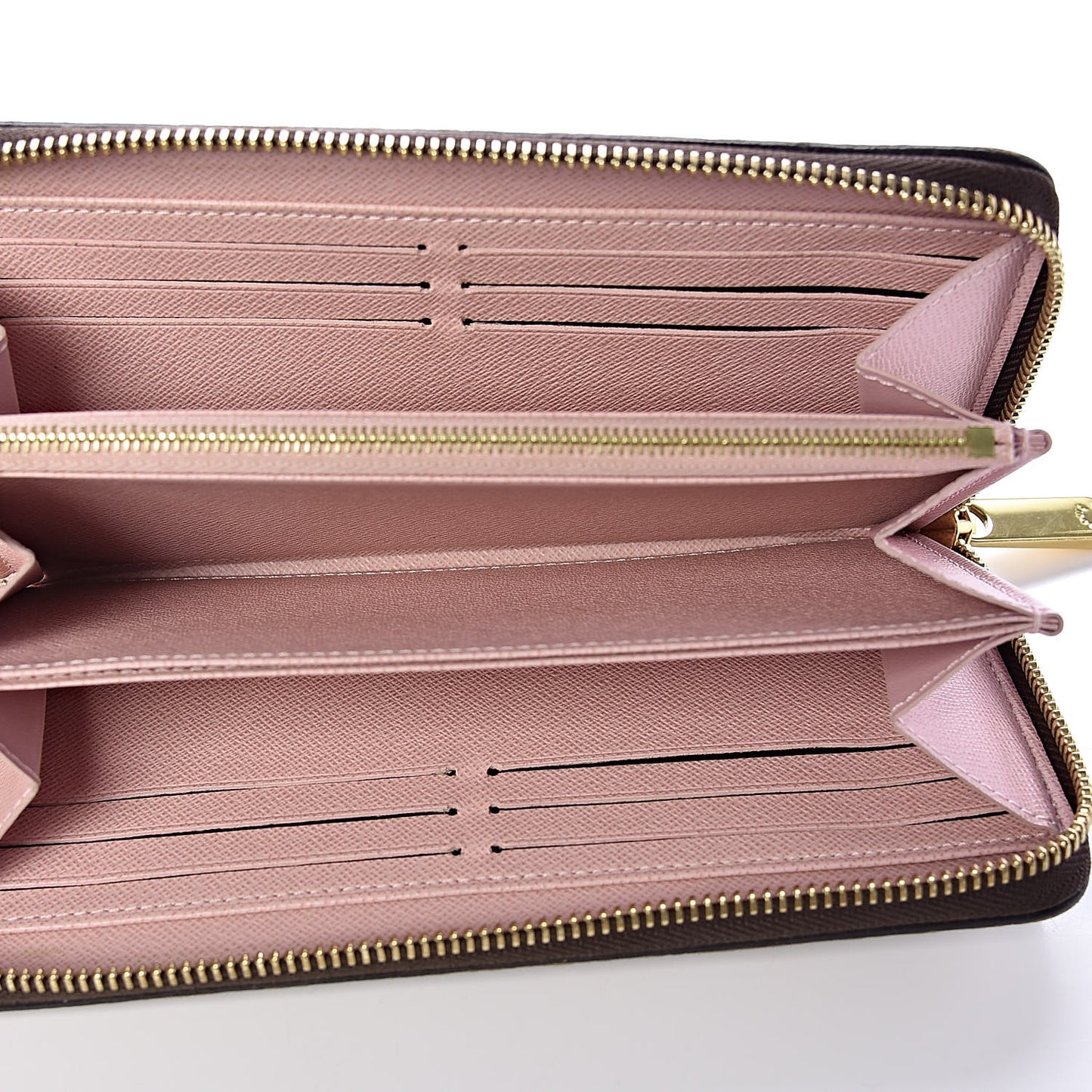 Damier Ebene Zippy Wallet Rose Ballerine