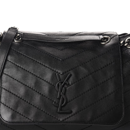 Saint Laurent Pebbled Lambskin Chevron Monogram Large Nolita Black 10 of 10