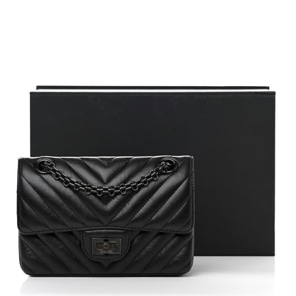 Chanel Aged Calfskin Chevron Quilted 2.55 Reissue Mini Flap So Black 12 of 12