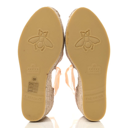Gucci Nappa Matelasse GG Marmont Ankle Wrap Platform 35/120mm Espadrille Wedges 39 Skin Rose 5 of 15