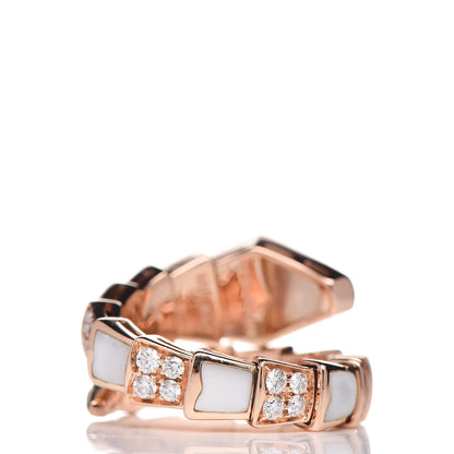 Bulgari 18K Rose Gold Diamond Mother of Pearl Serpenti Ring M 50 5.25 4 of 6