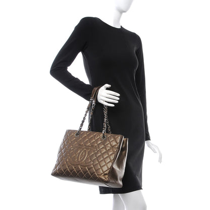 Chanel Metallic Caviar Quilted Grand Shopping Tote GST Bronze 2 of 12