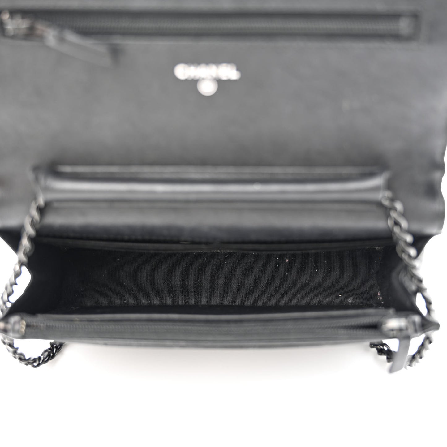 Crumpled Calfskin Quilted Wallet On Chain WOC So Black