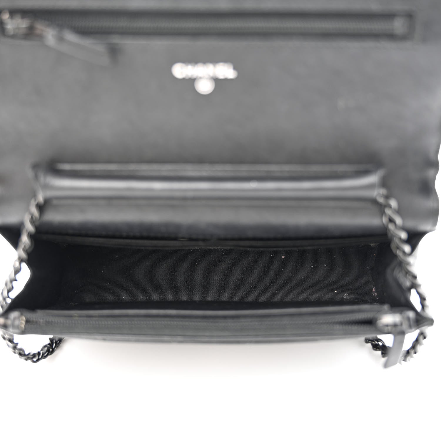 Chanel Crumpled Calfskin Quilted Wallet On Chain WOC So Black 5 of 17