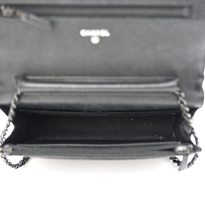Chanel Crumpled Calfskin Quilted Wallet On Chain WOC So Black 5 of 17
