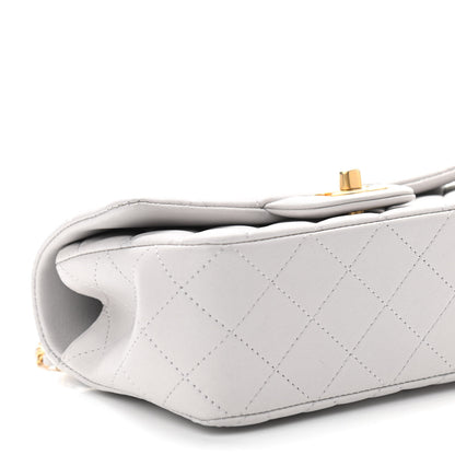 Chanel Lambskin Quilted Mini Top Handle Rectangular Flap Grey 9 of 11