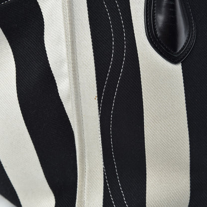 Celine Cotton Canvas Striped Medium Phantom Luggage White Black 11 of 12