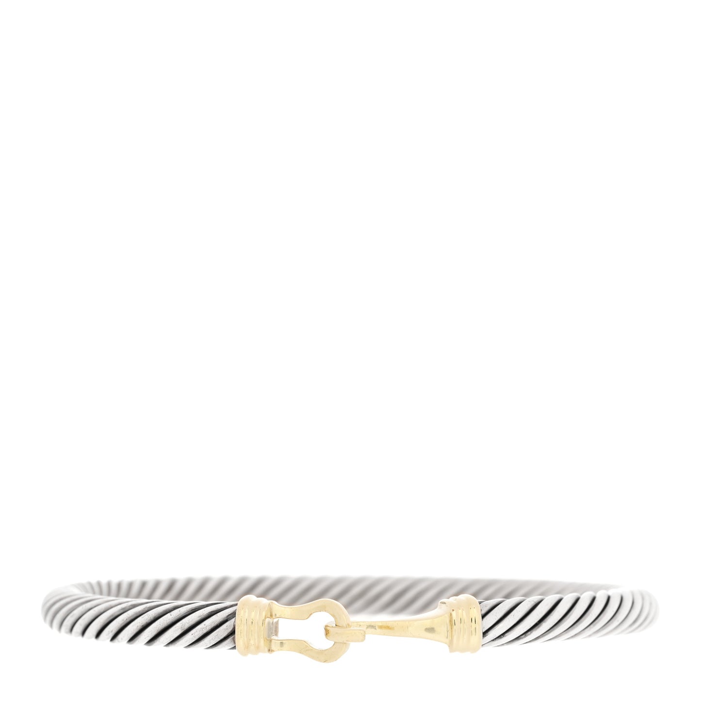 Sterling Silver 14K Yellow Gold 5mm Cable Classic Buckle Bracelet