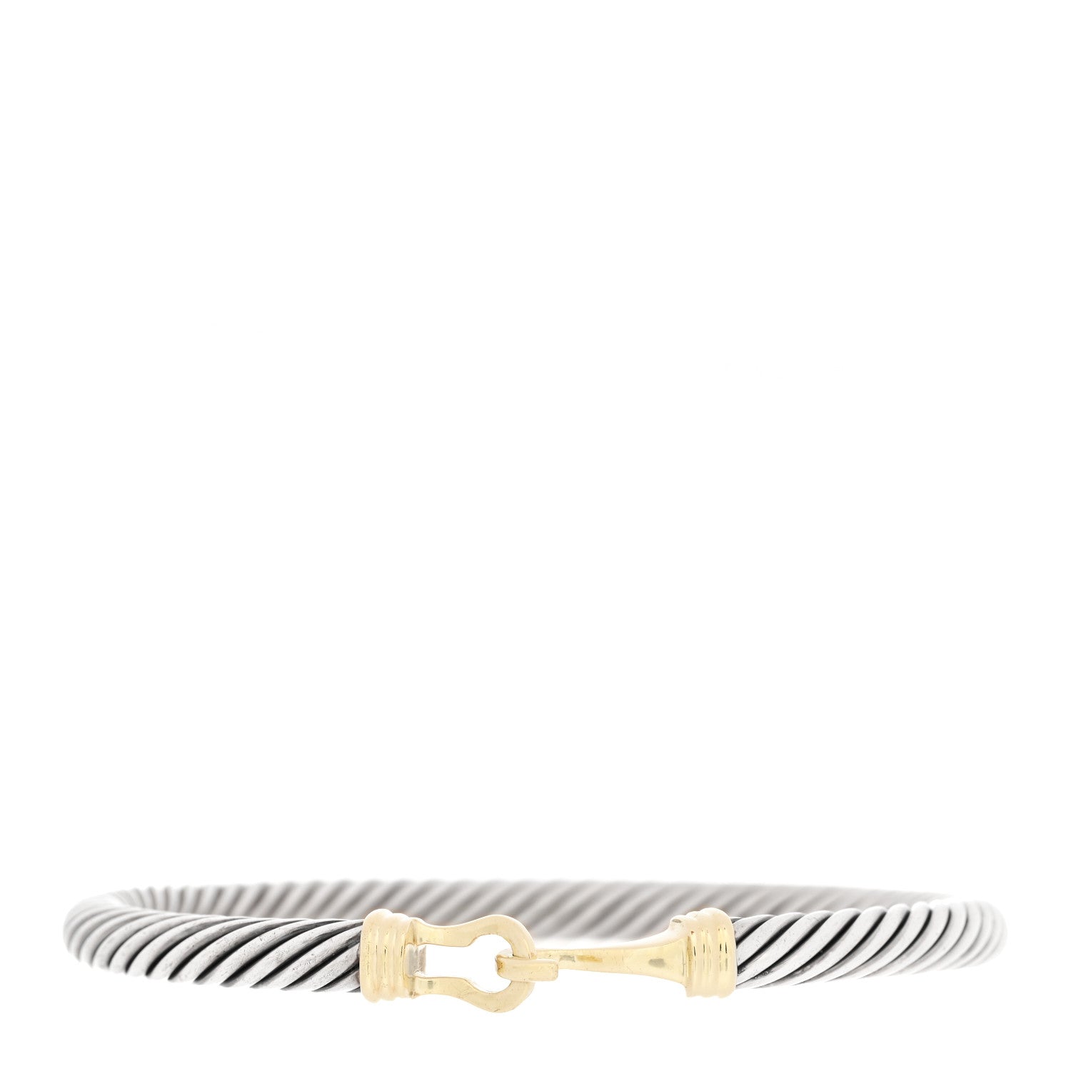 David Yurman Sterling Silver 14K Yellow Gold 5mm Cable Classic Buckle Bracelet 1 of 4