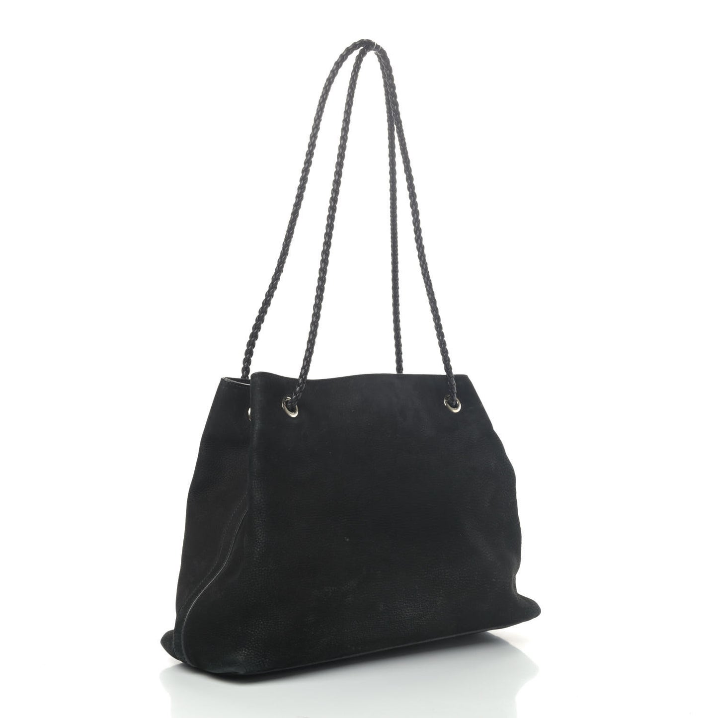 Calfskin Medium Braided Handle Gifford Tote Black
